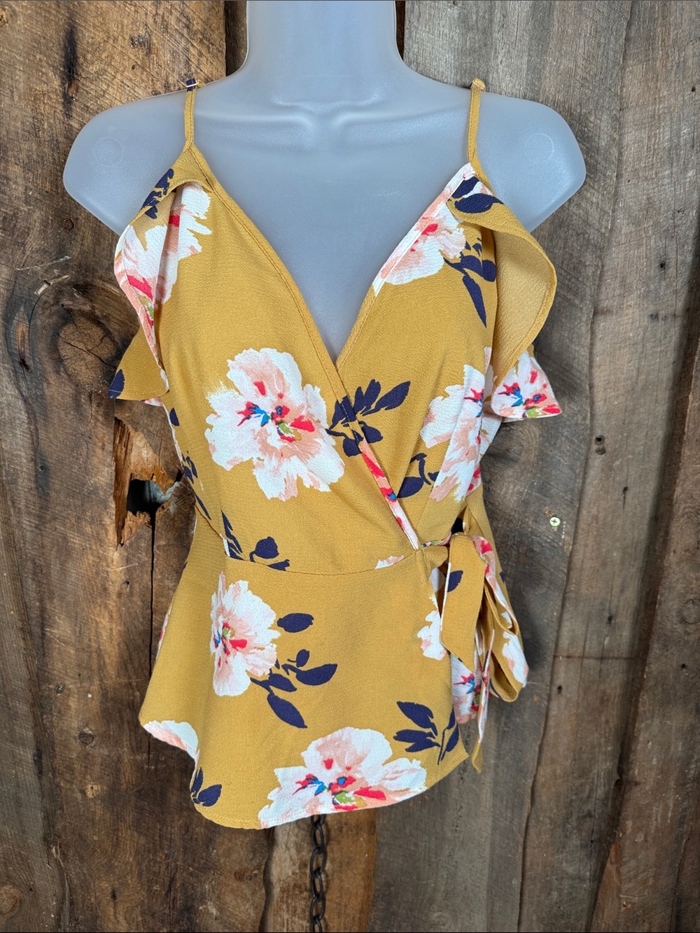 Monteau Mustard Floral Wrap Camisole